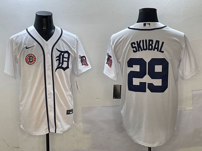 Men Detroit Tigers #29 Skubal White Game 2025 Nike MLB Jersey style 1->detroit tigers->MLB Jersey